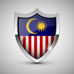 EPS10 Vector Patriotic shield with flag of Malaysia.