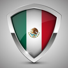 EPS10 Vector Patriotic shield with flag of Mexico.
