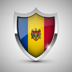 EPS10 Vector Patriotic shield with flag of Moldova.