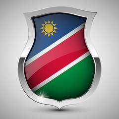 EPS10 Vector Patriotic shield with flag of Namibia.