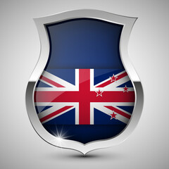 EPS10 Vector Patriotic shield with flag of Newzealand.