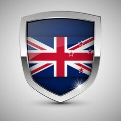 EPS10 Vector Patriotic shield with flag of Newzealand.