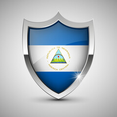 EPS10 Vector Patriotic shield with flag of Nicaragua.