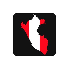 Peru map silhouette with flag on black background