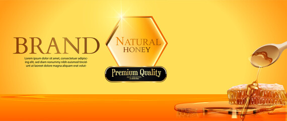 nature bee honey banner stamp that can be printed as brand labels for promotions,cosmetic,food and packaging