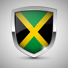 EPS10 Vector Patriotic shield with flag of Jamaica.
