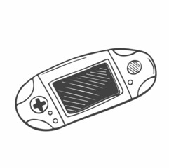 Doodle gameboy console. Joystick for game. Video games concept