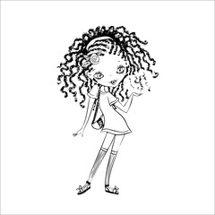 Chibi girls coloring page for kids