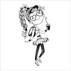 Chibi girls coloring page for kids