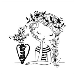 Chibi girls coloring page for kids