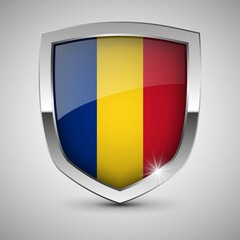 Fototapeta premium EPS10 Vector Patriotic shield with flag of Romania.