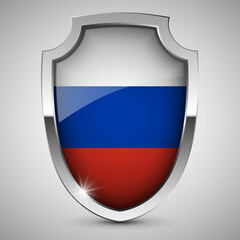 EPS10 Vector Patriotic shield with flag of Russia.