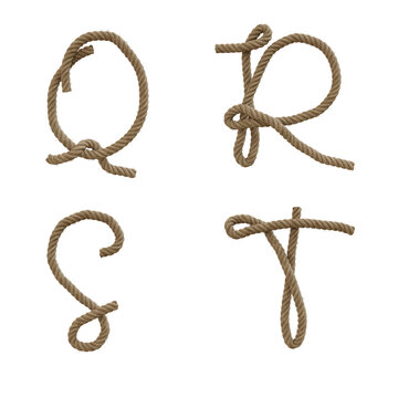 Hemp rope capital letters alphabet - letters Q-T