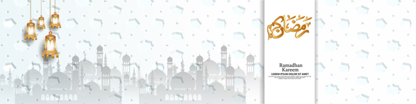 Ramadan post template, social media post template with star,cresscent,moon,ketupat,mosque