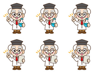 フラスコを持った博士のイラスト＿ベクター