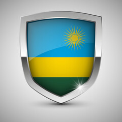 EPS10 Vector Patriotic shield with flag of Rwanda.
