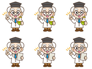 黒縁眼鏡の博士のイラスト＿ベクター