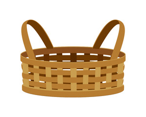 Empty wicker basket, isolated on white background