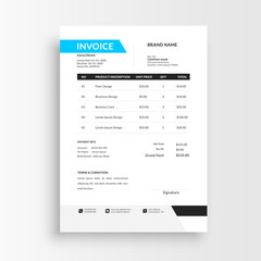minimalist business invoice template vector, receipt voucher, sales voucher