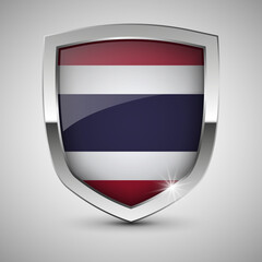 EPS10 Vector Patriotic shield with flag of Thailand.