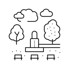 city park land line icon vector illustration