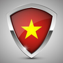 EPS10 Vector Patriotic shield with flag of Vietnam.