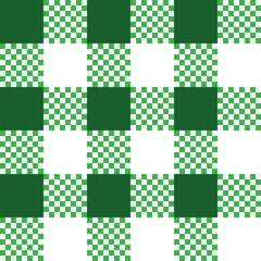 Green and white plaid seamless pattern background. Vector illustration.