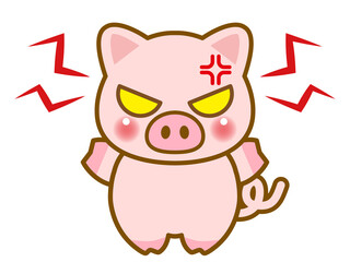 イライラするブタのイラスト＿ベクター