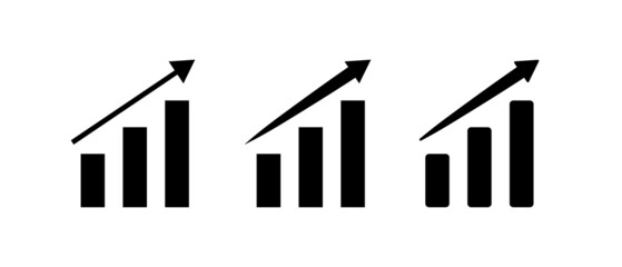 Set of black Column Chart icons. Vector clipart isolated on white background.