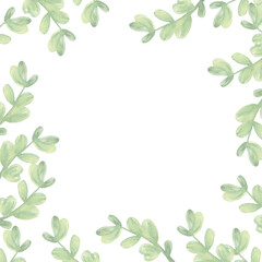 Branches with leaves in the background for the design of postcards, posters and other printed products. Watercolor style.