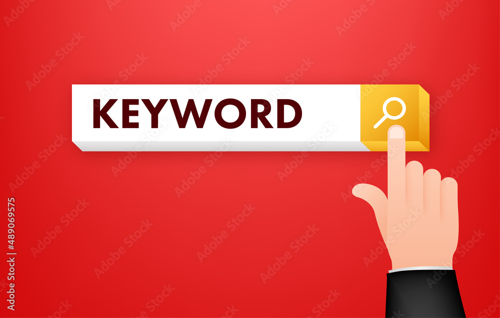 Sticker Keyword ranking. Communication technology. Search bar. Vector stock illustration.