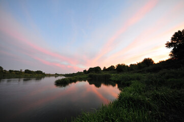 Colorful sunset over the river Don