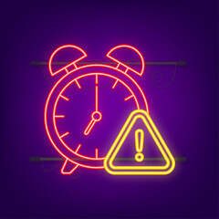 Vintage neon icon with red alarm alert on halftone. Notification bell icon.