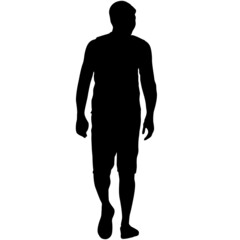 Silhouette of a walking man on a white background