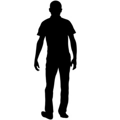 Silhouette of a walking man on a white background