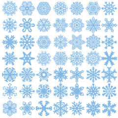 Set silhouette of snowflakes icons on white background