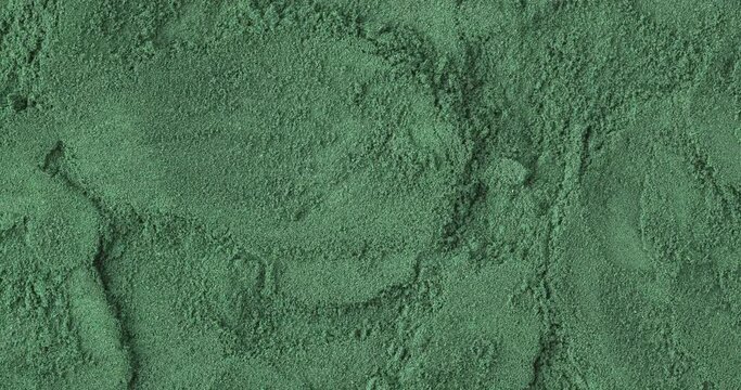 Closeup, top view of spirulina algae powder