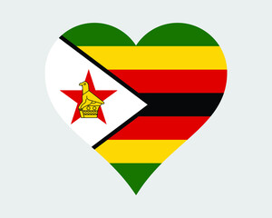 Zimbabwe Heart Flag. Zimbabwean Zimbo Love Shape Country Nation National Flag. Republic of Zimbabwe Banner Icon Sign Symbol. EPS Vector Illustration.