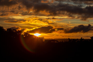Multicolored sky with polarized light in the sun's rays