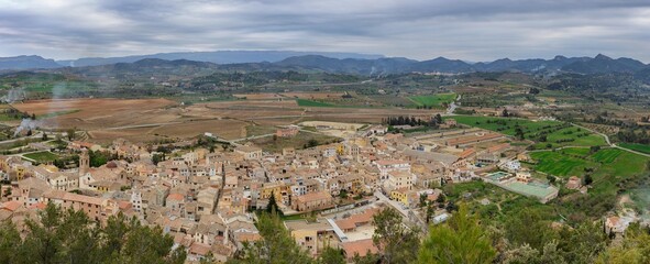 Marça village and fields at surroundings, Spain