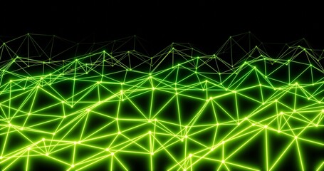 Green lines and dots connecting technology and science style. 3d rendering.