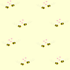 Bees in love fly together. Vector illustration. Flat bees. Sweet character