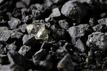 natural 0.55 ct octahedral diamond from South Africa in kimberlite gravel 
