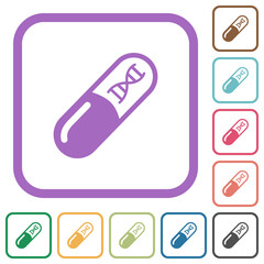 Medicine with dna molecule simple icons