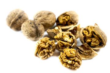 isolated image of walnuts close-up 
