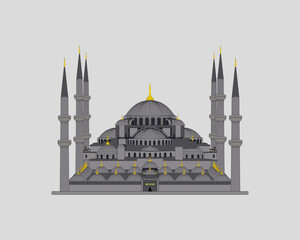 Blue Mosque Istanbul Turkey Vector Illustration