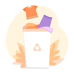 Container with clothes for recycling or donation. Concept.Vector