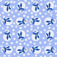 Winter seamless snowman pattern for fabrics and textiles and packaging and gifts and cards and linens and kids 