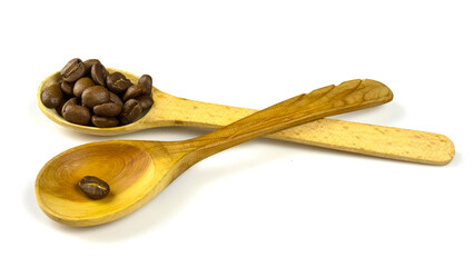image of coffee beans on a spoon close-up