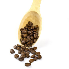 image of coffee beans on a spoon close-up